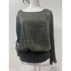 Michael Kors Women’s Metric Printed Blouse Green Black Size Small